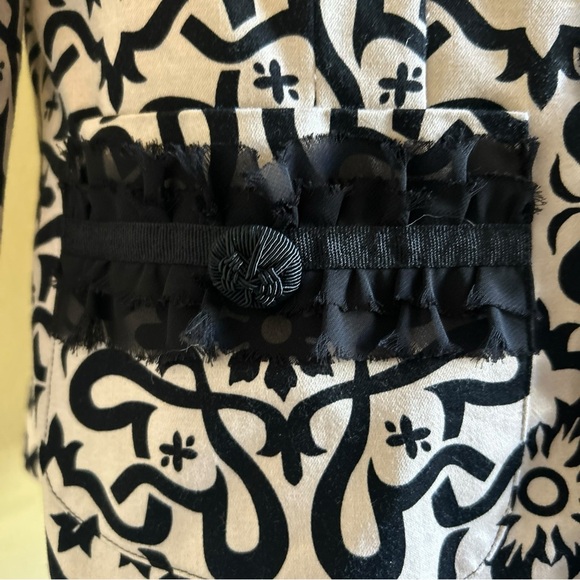 Marisa Christina Evening Blazer Jacket Womans XL Black Beige Floral Pockets Trim - Picture 10 of 16
